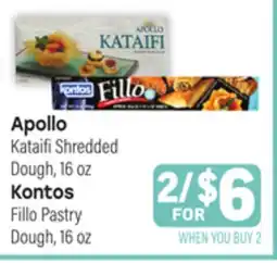 Tony’s Fresh Market Apollo Kataifi Shredded Dough, 16 oz Kontos Fillo Pastry Dough, 16 oz offer