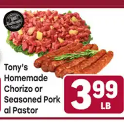Tony’s Fresh Market Tony's Homemade Chorizo or Seasoned Pork al Pastor offer