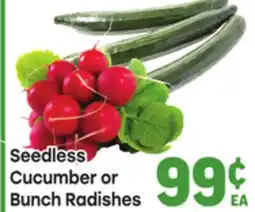 Tony’s Fresh Market Seedless Cucumber or Bunch Radishes offer