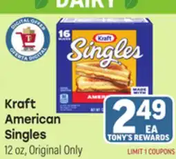 Tony’s Fresh Market Kraft American Singles offer