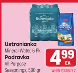 Tony’s Fresh Market Ustronianka Mineral Water, 6 Pk Podravka All Purpose Seasonings, 500 gr offer