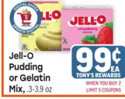 Tony’s Fresh Market Jell-O Pudding or Gelatin Mix offer