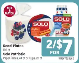 Tony’s Fresh Market Readi Plates or Solo Patriotic offer