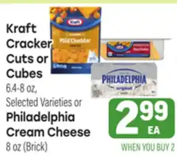 Tony’s Fresh Market Kraft Cracker Cuts or Cubes or Philadelphia Cream Cheese offer