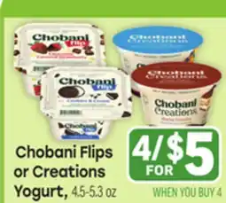 Tony’s Fresh Market Chobani Flips or Creations Yogurt offer