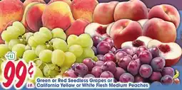 Jewel-Osco Green or Red Seedless Grapes or California Yellow or White Flesh Medium Peaches offer