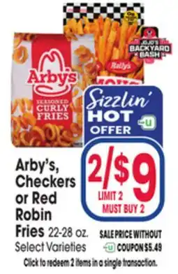 Jewel-Osco Arby's, Checkers or Red Robin Fries 22-28 oz offer