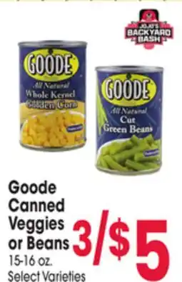 Jewel-Osco Goode Canned Veggies or Beans offer