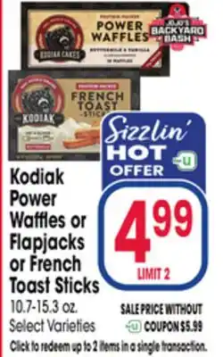 Jewel-Osco Kodiak Power Waffles or Flapjacks or French Toast Sticks offer