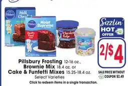 Jewel-Osco Pillsbury Frosting 12-16 oz., Brownie Mix 18.4 oz. or Cake & Funfetti Mixes 15.25-18.4 oz offer