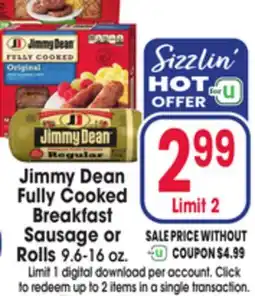 Jewel-Osco Jimmy Dean Fully Cooked Breakfast Sausage or Rolls offer
