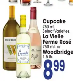Jewel-Osco Cupcake 750 ml. Select Varieties, La Vielle Ferme Rosé 750 ml. or Woodbridge 1.5 ltr offer