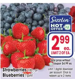 Jewel-Osco Strawberries 1 lb., or Blueberries 1 pint offer