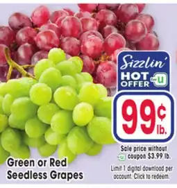 Jewel-Osco Green or Red Seedless Grapes offer
