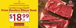 Fresh Thyme Certified Angus Beef Prime Boneless Ribeye Steak offer