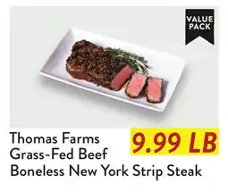 Fresh Thyme Thomas Farms Grass-Fed Beef Boneless New York Strip Steak offer