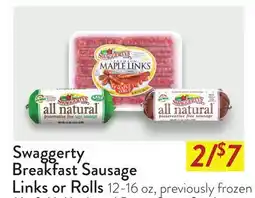 Fresh Thyme Swaggerty Breakfast Sausage Links or Rolls offer