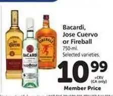 Safeway Bacardi, Jose Cuervo or Fireball offer