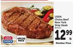 Safeway USDA CHOICE Beef New York Strip Steak offer