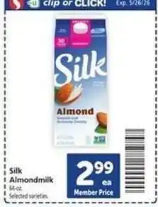 Safeway Silk AlmondMilk offer