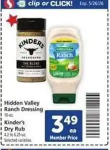 Safeway Hidden Valley Ranch Dressing / Kinder's Dry Rub offer