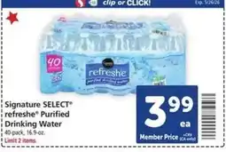 Safeway Signature Select Refreshe Purified Drinking Water offer