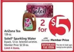 Safeway AriZona Tea / Soleil Sparkling Water offer