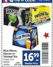 Safeway Blue Moon, Elysian or Twisted Tea offer