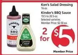 Safeway Ken's Salad Dressing & Kinder's BBQ Sauce offer