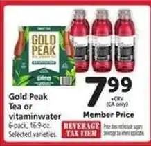 Safeway Gold Peak tea or Vitaminwater offer