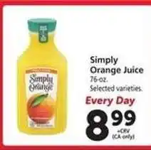 Safeway Simply Orange Juice offer