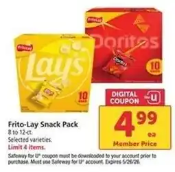 Safeway Frito-Lay Snack Pack offer