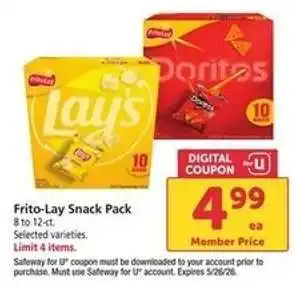 Safeway Frito-Lay Snack Pack offer