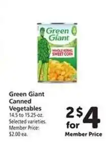 Safeway Green Giant Canned Vegetables offer