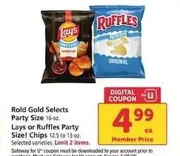 Safeway Lays or Ruffles Party Size! Chips offer