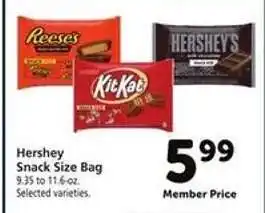 Safeway Hershey Snack Size Bag offer