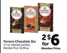 Safeway Ferrero Chocolate Bar offer