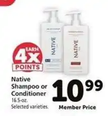 Safeway Native Shampoo or Conditioner offer