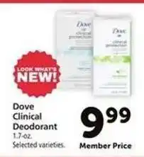 Safeway Dove Clinical Deodorant offer