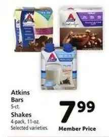 Safeway Atkins Bars/Shakes offer