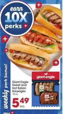 Giant Eagle Giant Eagle Sweet and Hot Italian Sausages offer