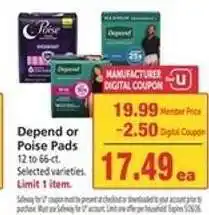 Safeway Depend or Poise Pads offer