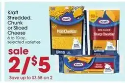 Giant Eagle Kraft Shredded, Chunk or Sliced Cheese offer