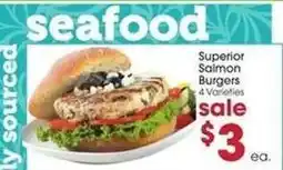 Giant Eagle Superior Salmon Burgers offer