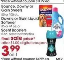 Giant Eagle Bounce, Downy or Gain Sheets offer