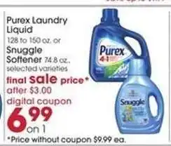 Giant Eagle Purex Laundry Liquid or Snuggle Softener offer