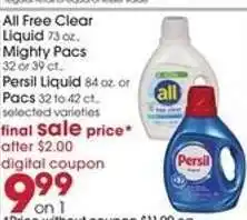 Giant Eagle All Free Clear Liquid / Mighty Pacs / Persil Liquid or Pacs offer