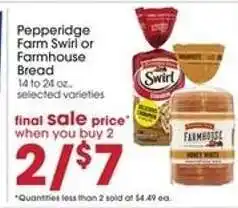 Giant Eagle Pepperidge Farm Swirl or Farmhouse Bread offer