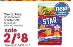 Giant Eagle Ore Ida Fries, Hashbrowns or Tater Tots offer