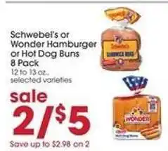 Giant Eagle Schwebel's or Wonder Hamburger or Hot Dog Buns offer